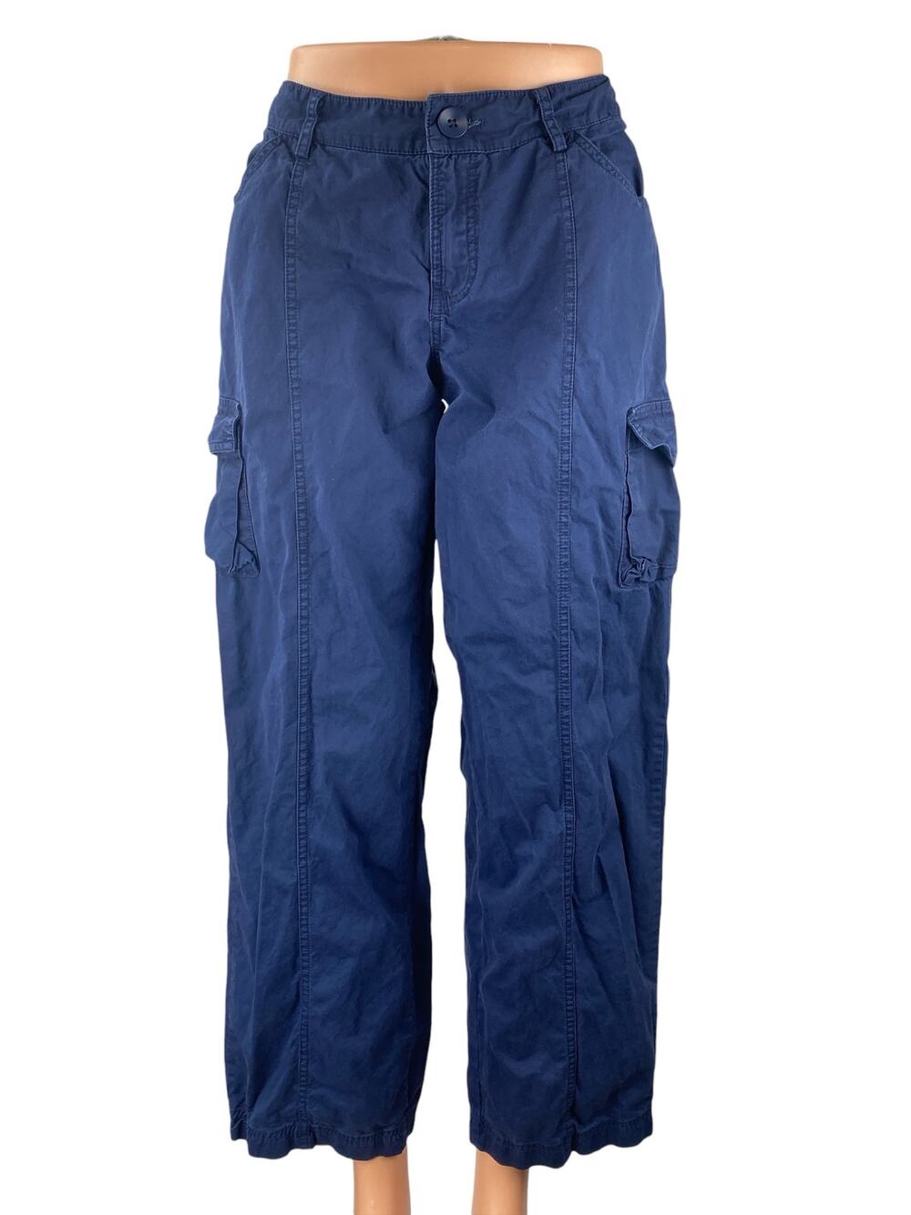 Princess Polly Women's Blue High Rise Baggy Wide Leg Cargo Trousers Pants Size 2